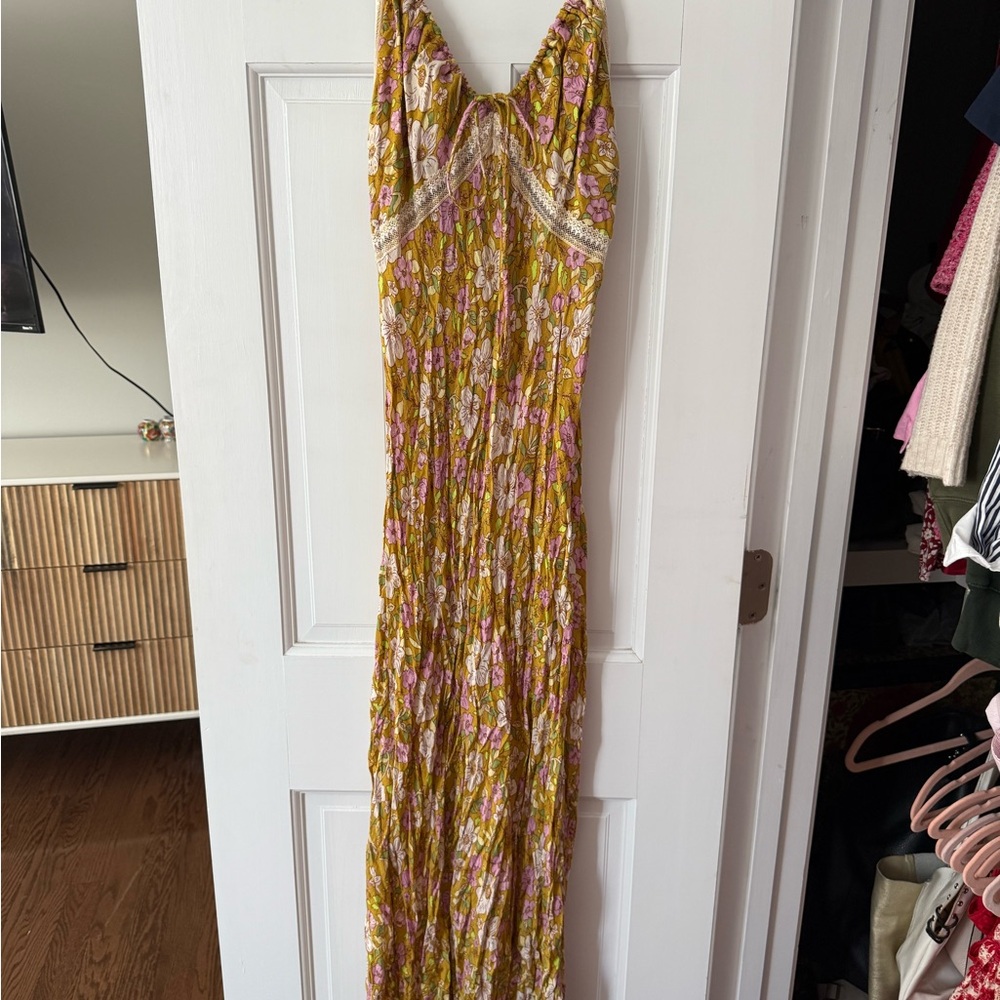 Free People Yellow and Pink Floral Maxi Dress